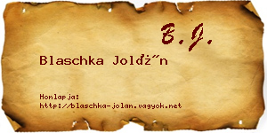 Blaschka Jolán névjegykártya